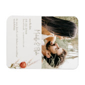 Terracotta florales Foto Hochzeit speichern Magnet (Horizontal)