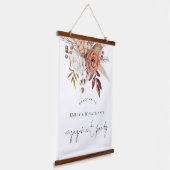 Terracotta Florals Begrüßungsparty Wandteppich Mit Holzrahmen (Gewinkelt)