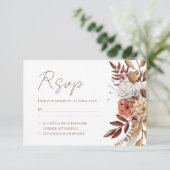 Terracotta Florals Boho Herbstblattsehen RSVP Karte (Stehend Vorderseite)