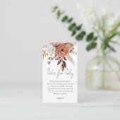 Terracotta Florals Bücher für Babydusche Begleitkarte (Stehend Vorderseite)