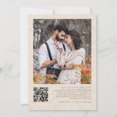 Terracotta Florals Foto Creme Texture Wedding Einladung (Rückseite)