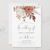 Terracotta Florals Foto Overlay QR Code Wedding Einladung (Vorderseite)