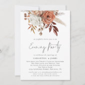 Terracotta Florals Foto Wedding Abend Party Einladung (Vorderseite)