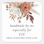 Terracotta Florals handgefertigt für Sie Quadratischer Aufkleber (Vorderseite)