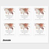 Terracotta Florals handgefertigt für Sie Quadratischer Aufkleber (Blatt)