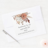 Terracotta Florals handgefertigt für Sie Quadratischer Aufkleber (Umschlag)