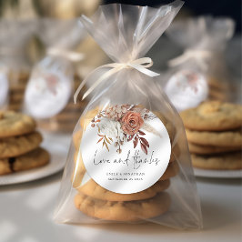 Terracotta Florals Liebe Dank Hochzeit Runder Aufkleber