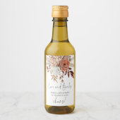 Terracotta Florals Liebe Dank Name Datum Hochzeit Weinetikett (Vorderseite)