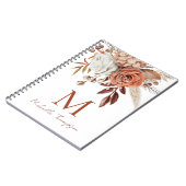Terracotta Florals Monogramm Anfangsname Notizblock (Linke Seite)