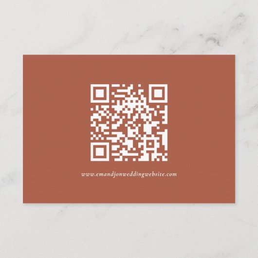 Terracotta Florals QR Code Rost Wedding Details Begleitkarte (Rückseite)