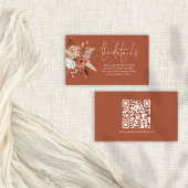 Terracotta Florals QR Code Rost Wedding Details Begleitkarte