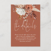 Terracotta Florals QR Code Rost Wedding Details Begleitkarte (Vorderseite)