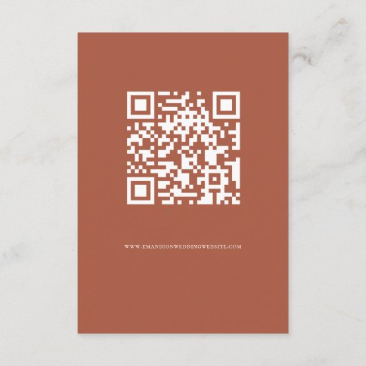 Terracotta Florals QR Code Rost Wedding Details Begleitkarte (Rückseite)