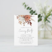 Terracotta Florals QR Code Wedding Abend Party Einladung (Stehend Vorderseite)