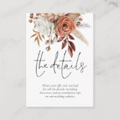Terracotta Florals QR Code Wedding Details Begleitkarte (Vorderseite)