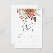 Terracotta Florals QR Essenswahl Wedding RSVP (Vorne/Hinten)