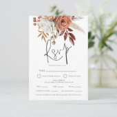 Terracotta Florals QR Essenswahl Wedding RSVP Karte (Stehend Vorderseite)
