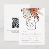 Terracotta Florals QR Essenswahl Wedding RSVP Karte (Vorne/Hinten)
