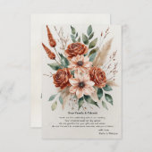 Terracotta Florals Rustic Boho Wedding Dankeskarte (Vorne/Hinten)