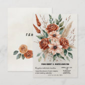Terracotta Florals Rustic Boho Wedding RSVP Karte (Vorne/Hinten)