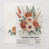 Terracotta Florals Rustic Boho Wedding Save The Date (Vorne/Hinten)