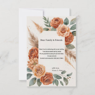 Terracotta Florals Rustic Earthy Boho Wedding Dankeskarte