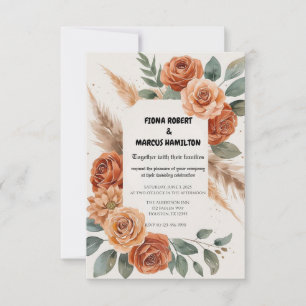 Terracotta Florals Rustic Earthy Boho Wedding RSVP Karte