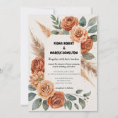 Terracotta Florals Rustic Earthy Boho Wedding Save The Date (Vorderseite)