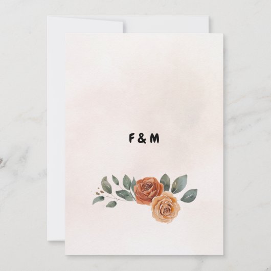 Terracotta Florals Rustic Earthy Boho Wedding Save The Date (Rückseite)