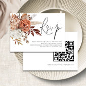Terracotta Florals Script QR Code Wedding RSVP