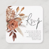Terracotta Florals Script QR Code Wedding RSVP Begleitkarte (Vorderseite)