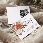 Terracotta Florals Script QR Code Wedding RSVP Karte