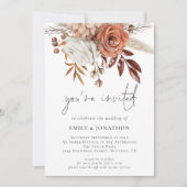 Terracotta Florals Sie eingeladen QR Code Wedding Einladung (Vorderseite)