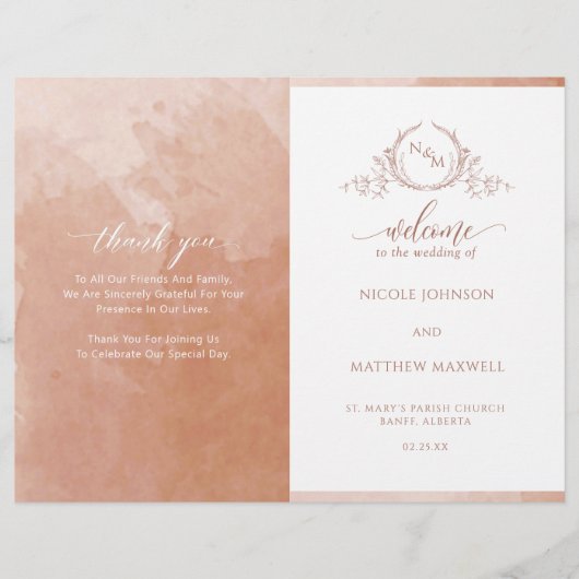 Terracotta Folded Wedding Program (Vorderseite)