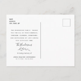 Terracotta Foliage Beerdigung Danke Name & Datum Postkarte