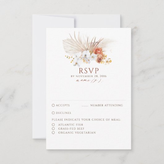 Terracotta Foliage Boho Wedding RSVP (Vorderseite)