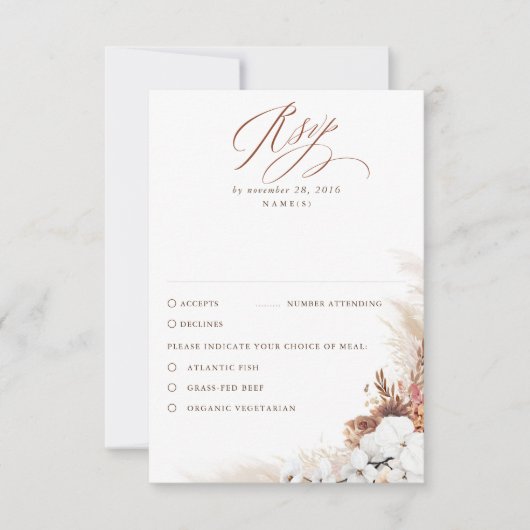 Terracotta Foliage Boho Wedding RSVP (Vorderseite)