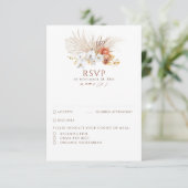 Terracotta Foliage Boho Wedding RSVP Karte (Stehend Vorderseite)