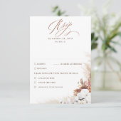Terracotta Foliage Boho Wedding RSVP Karte (Stehend Vorderseite)