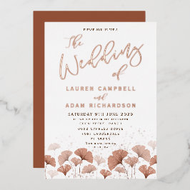 Terracotta Foliage Rose Gold Wedding Folieneinladung