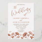 Terracotta Foliage Rose Gold Wedding Folieneinladung (Vorderseite)