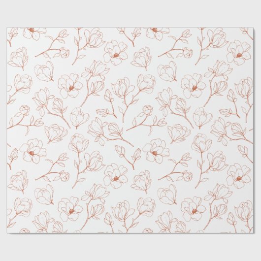 Terracotta Foral Wedding Geschenkpapier (Flach)