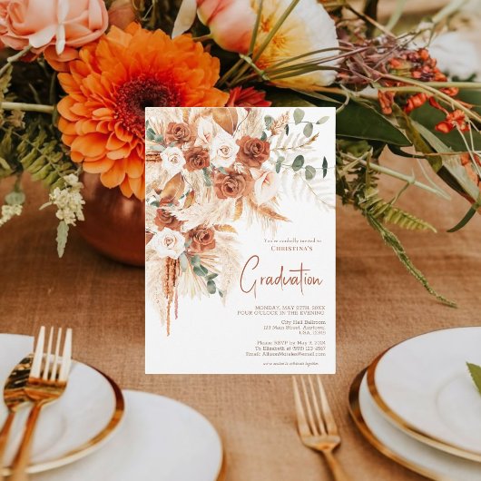 Terracotta Foto Boho Bright Bold Abschluss Einladung