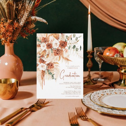 Terracotta Foto Boho Bright Bold Abschluss Einladung