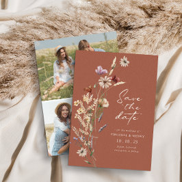 Terracotta Foto Boho Save the Date Wohnkarte