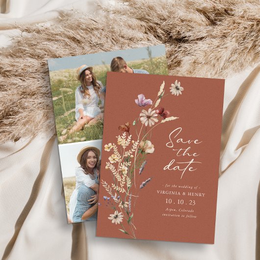 Terracotta Foto Boho Save the Date Wohnkarte