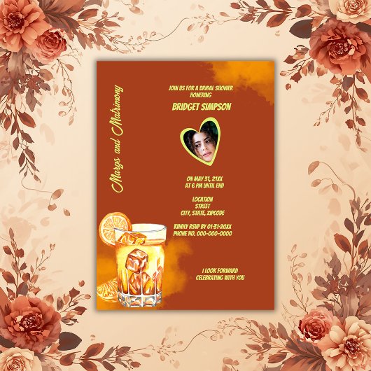 Terracotta Foto Brautparty Margs & Matrimone Einladung