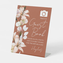 Terracotta Foto Gästebuch Floral Wedding Sockelschild