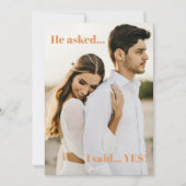 Terracotta Foto ich sagte Yes Engagement Party Einladung (Vorderseite)