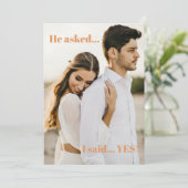 Terracotta Foto ich sagte Yes Engagement Party Einladung (Stehend Vorderseite)